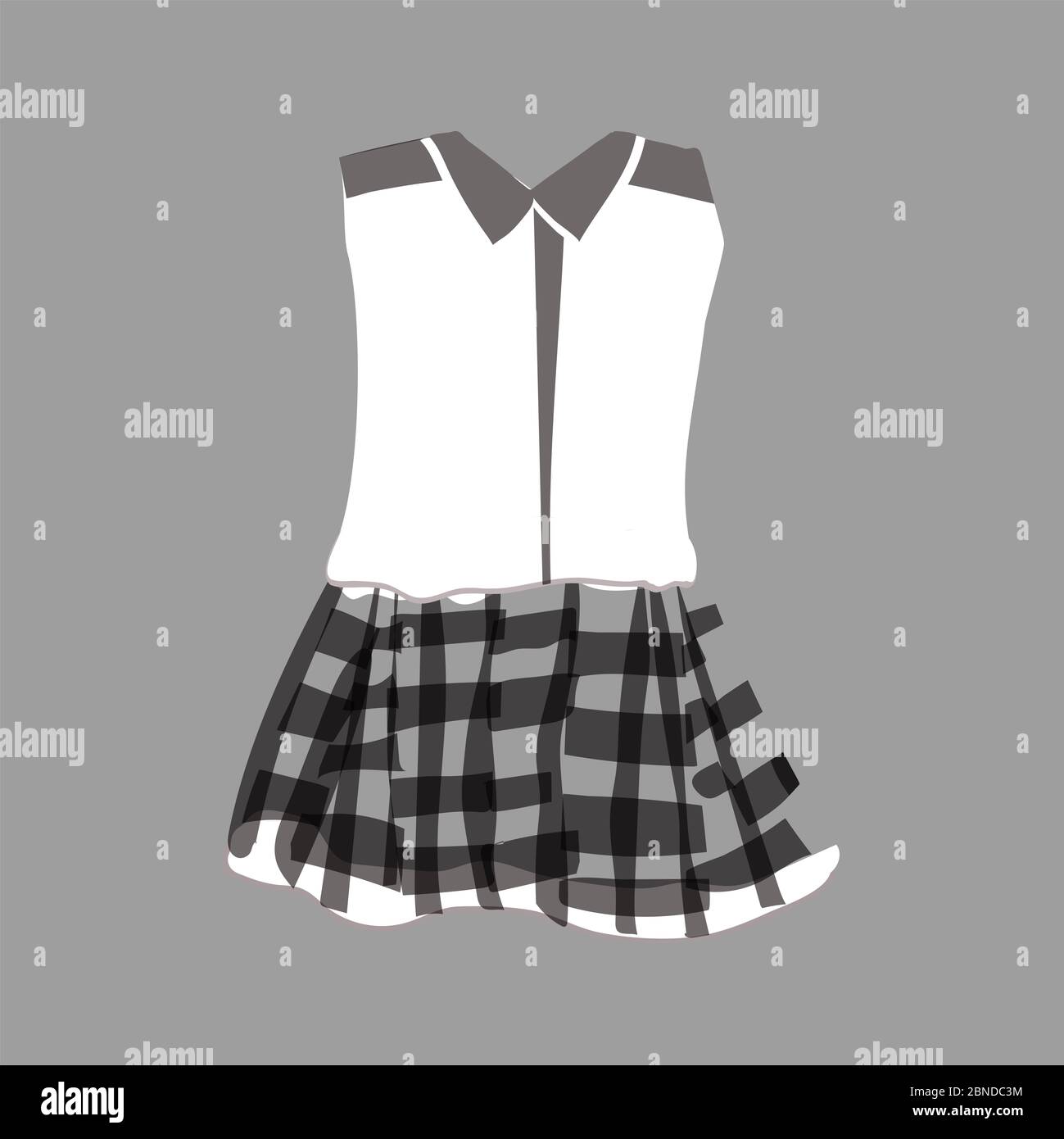 Motif De Robe Tendance Pour Petite Fille Robe A Carreaux Tissu Ecossais Costume Bebe Princesse Uniforme Scolaire Illustration Isolee Sur Fond Blanc Photo Stock Alamy