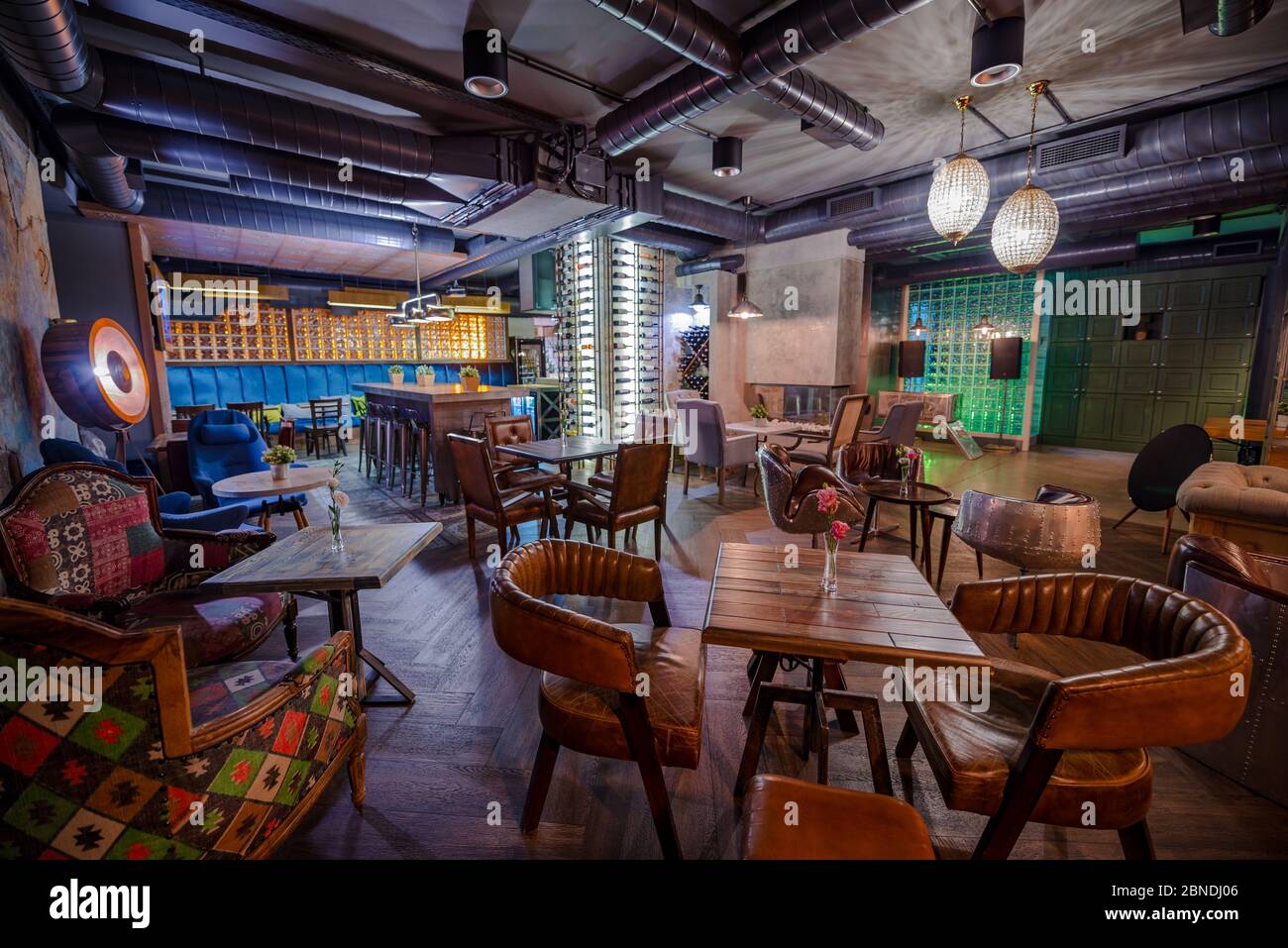Magnifique décoration intérieure vintage d'un café Banque D'Images
