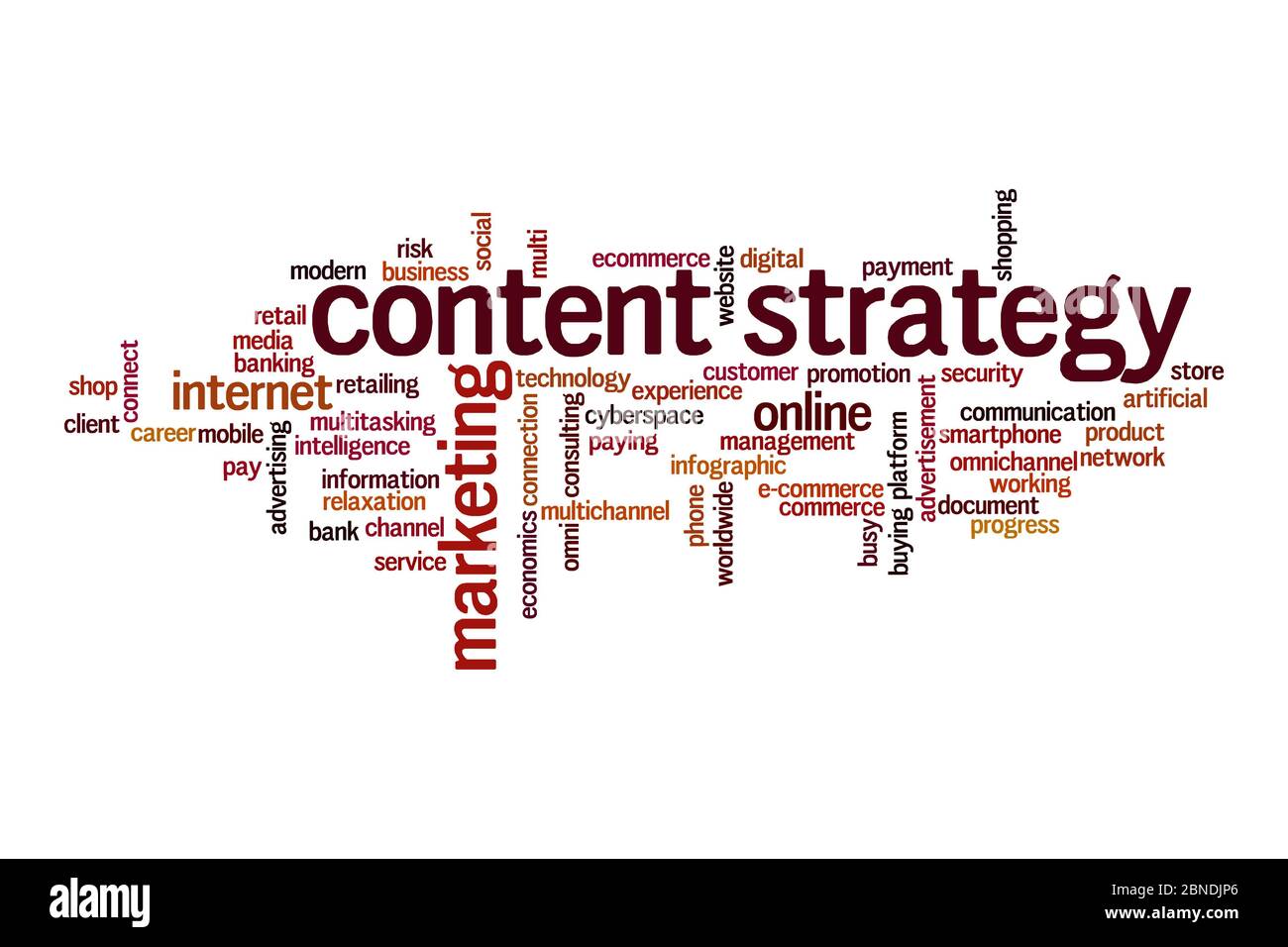 Concept de cloud de stratégie de contenu sur fond blanc Banque D'Images