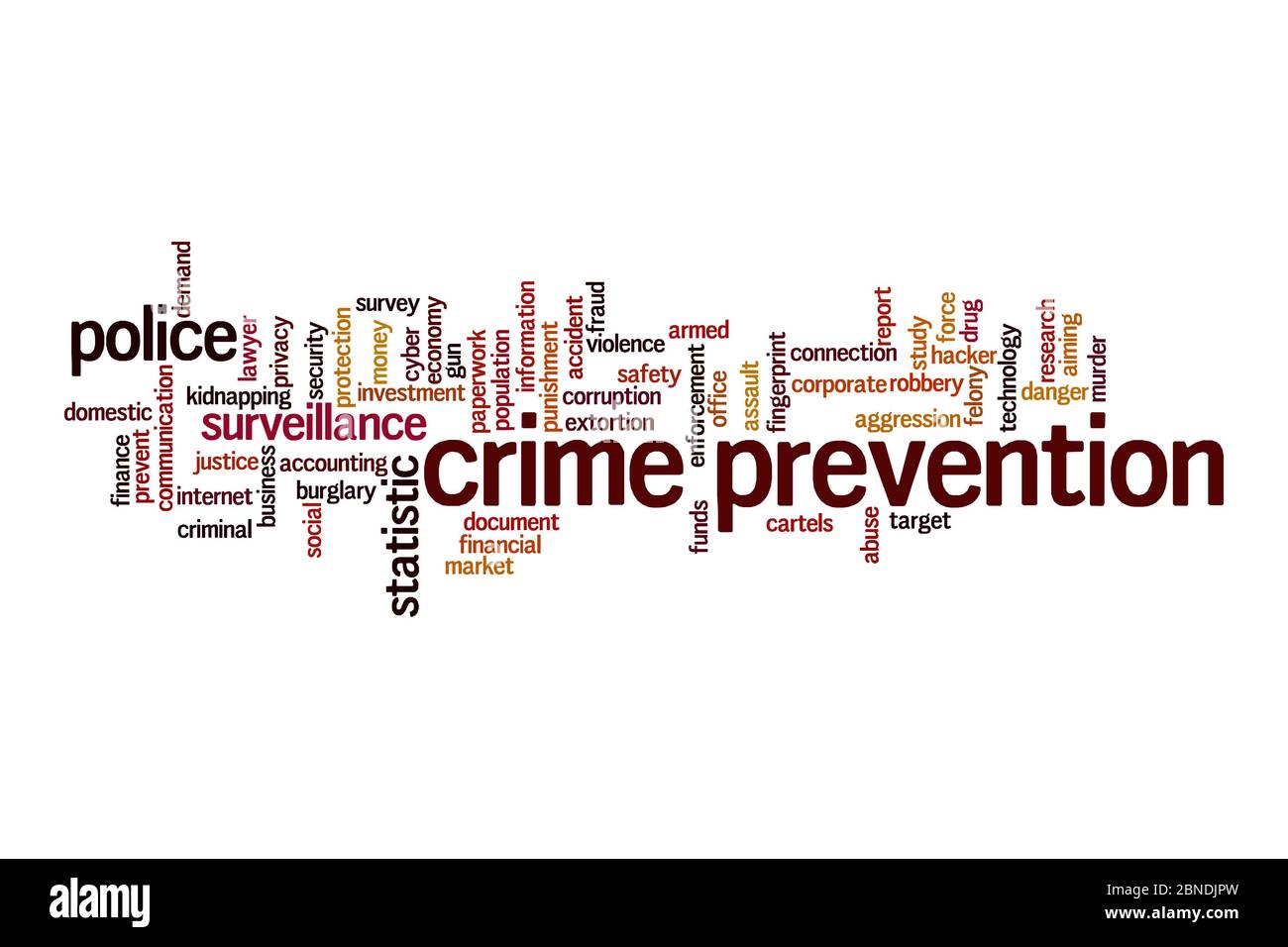 Concept de cloud de prévention de la criminalité sur fond blanc Banque D'Images