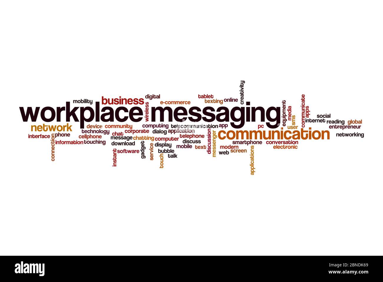 Concept de cloud de messagerie de l'espace de travail sur fond blanc Banque D'Images