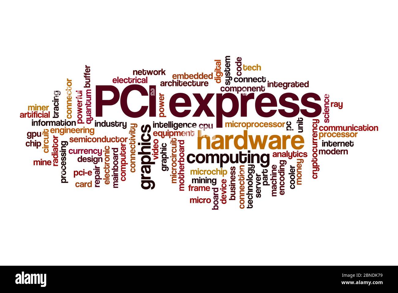 Concept de Cloud PCI express sur fond blanc Banque D'Images