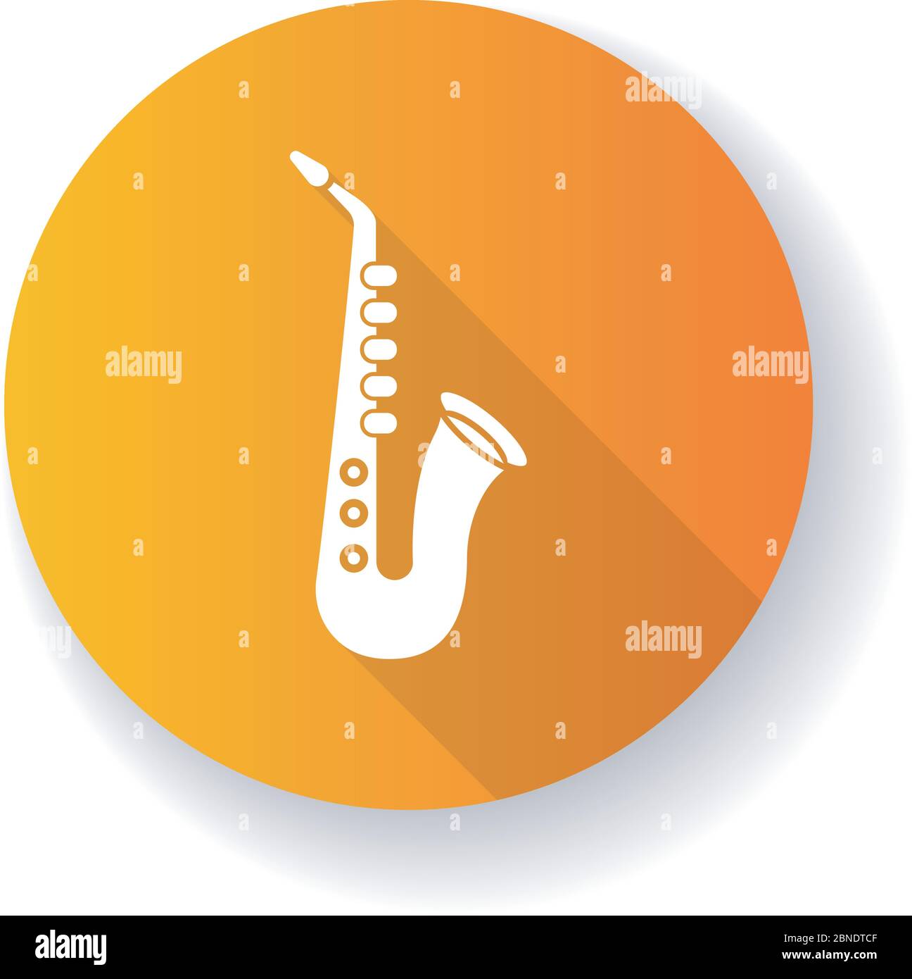 Saxophone orange plat design long ombre glyphe icône Illustration de Vecteur