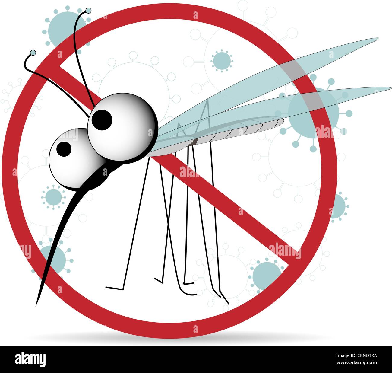 Signe drôle d'interdiction de moustique. Arrêtez les insectes. Caractère vectoriel avec ailes. Illustration de Vecteur
