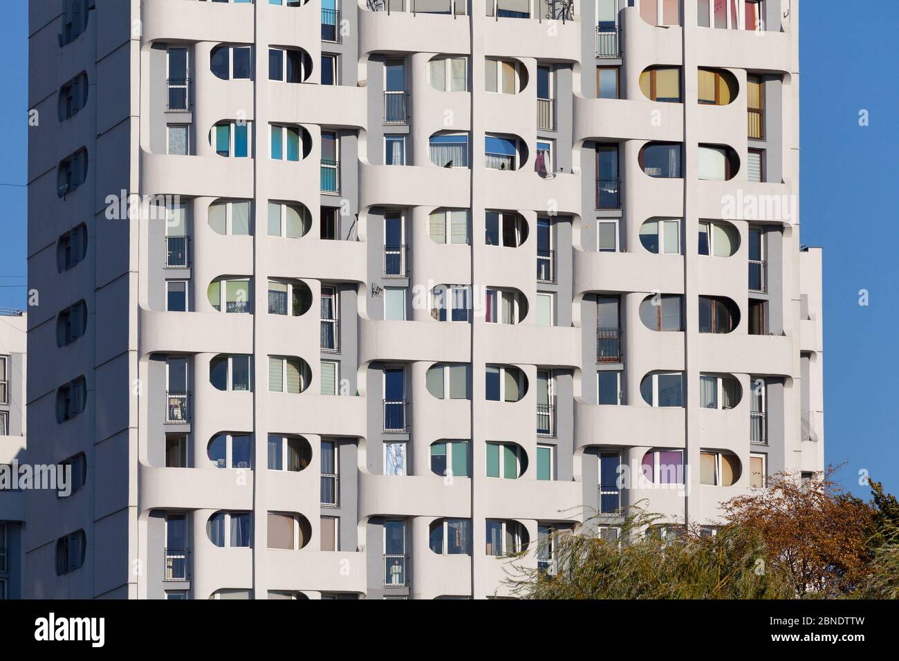Appartements modernistes à Plac Grunwaldski, Wroclaw, Pologne Banque D'Images