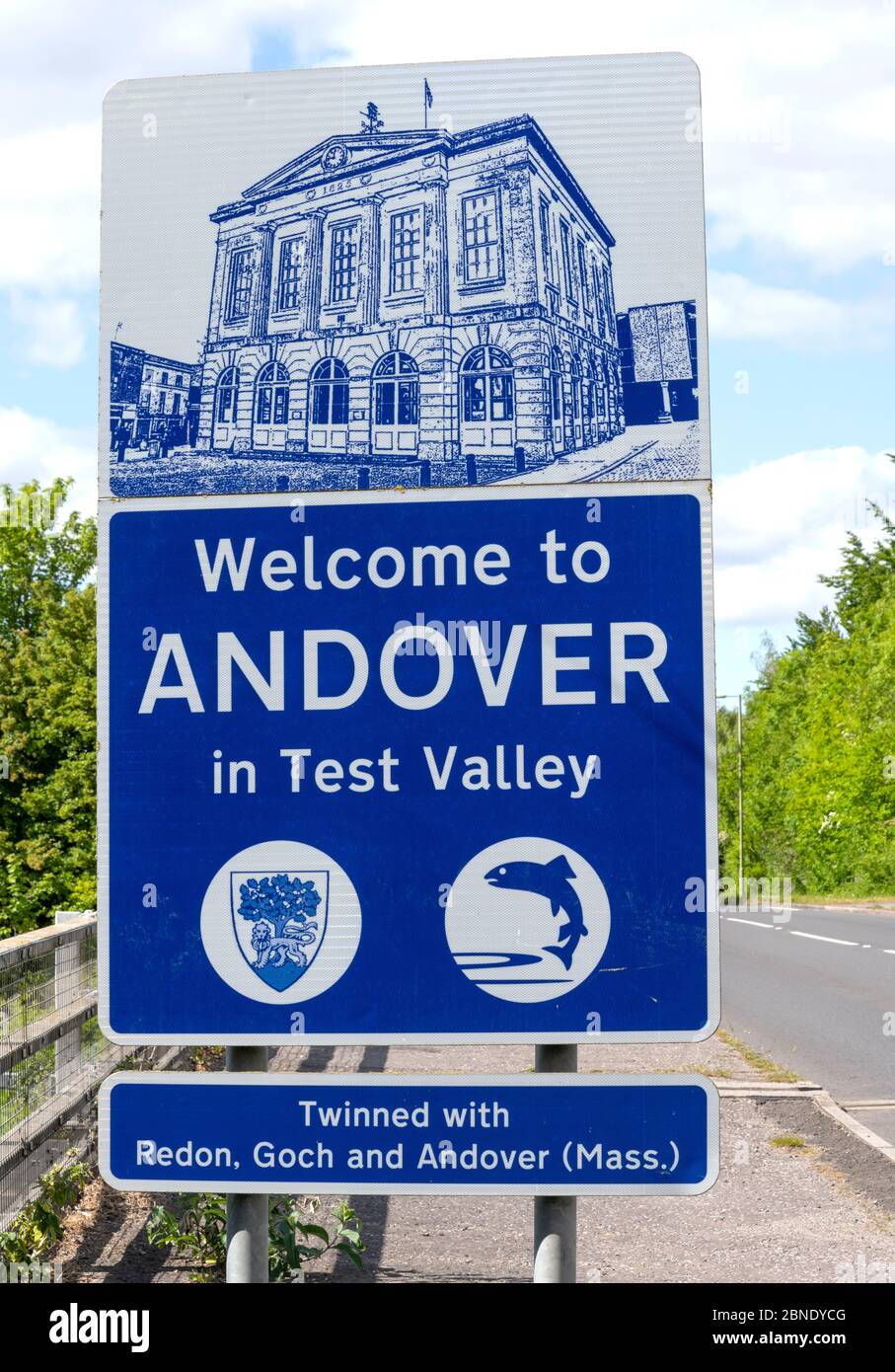 Bienvenue à Andover Sign, Andover, Test Valley, Hampshire, Angleterre, Royaume-Uni Banque D'Images