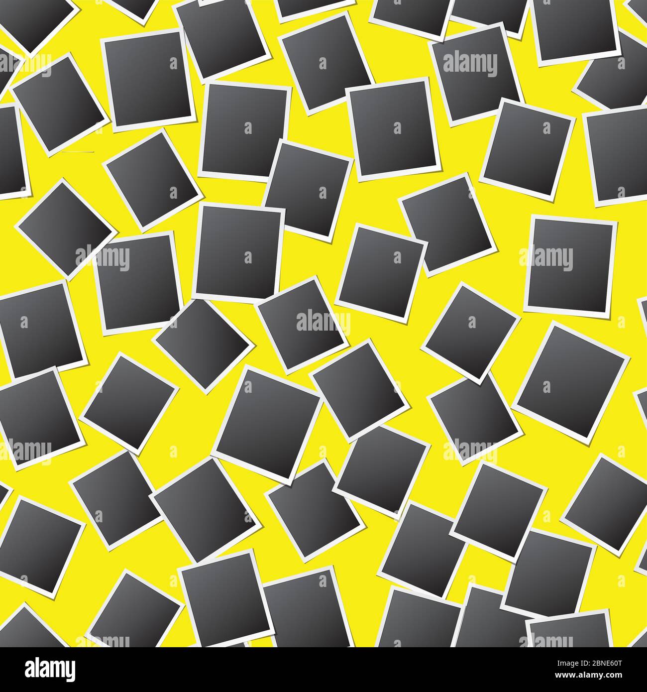 Motif transparent des cadres photo rétro placés de façon aléatoire sur fond jaune. Texture répétée des cartes papier. Illustration vector eps10 avec transparence Illustration de Vecteur