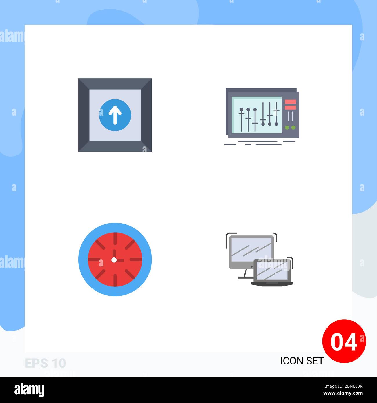 4 jeu d'icônes plates universelles pour applications Web et mobiles, boîte, minuteur, console, musique, éléments de conception vectoriels modifiables à l'échelle mondiale Illustration de Vecteur
