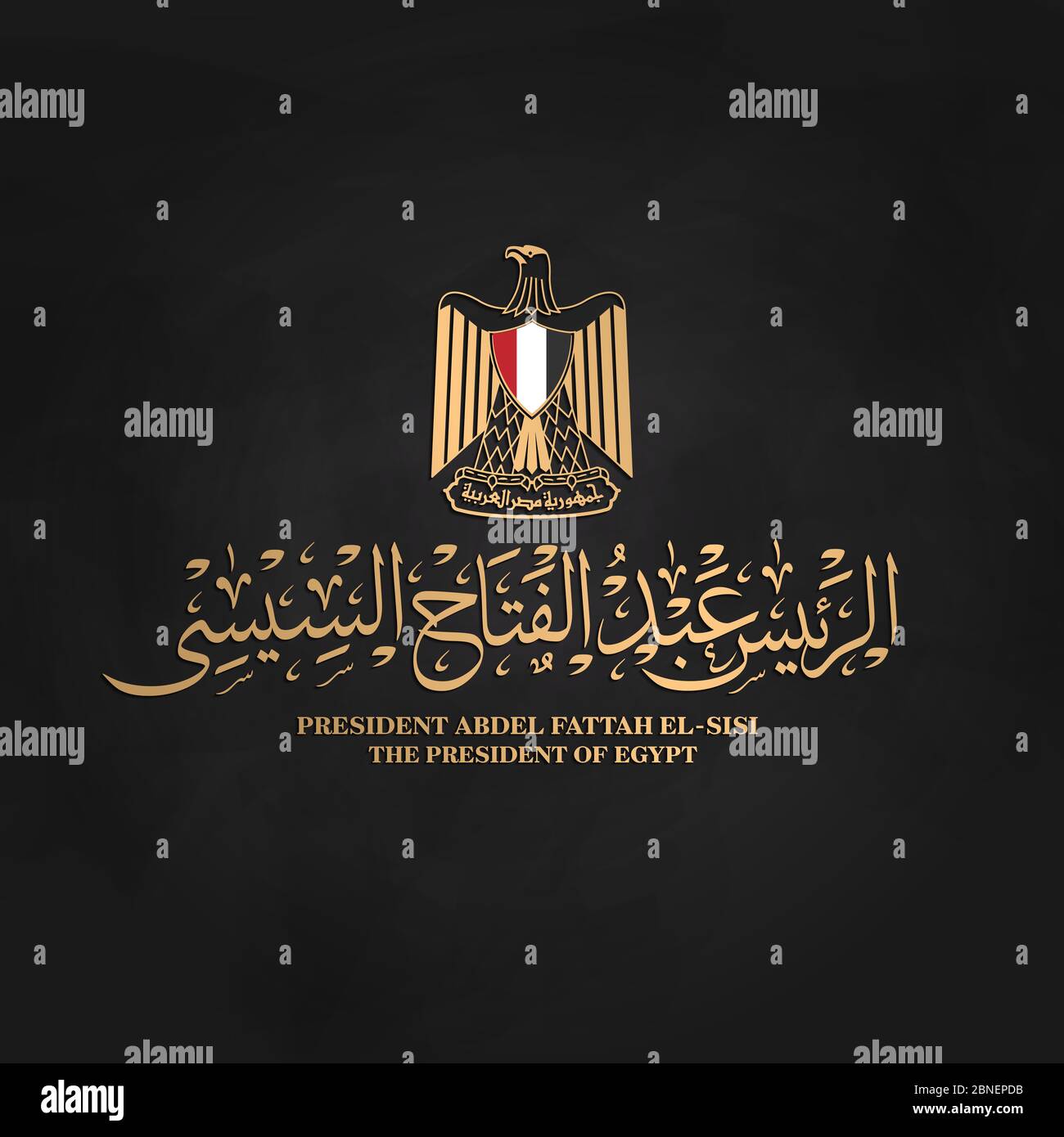 Calligraphie arabe pour l'Egypte, la traduction est du texte ( Abdel Fattah Sisi ) ou une police arabe avec le logo de l'Egypte. Banque D'Images