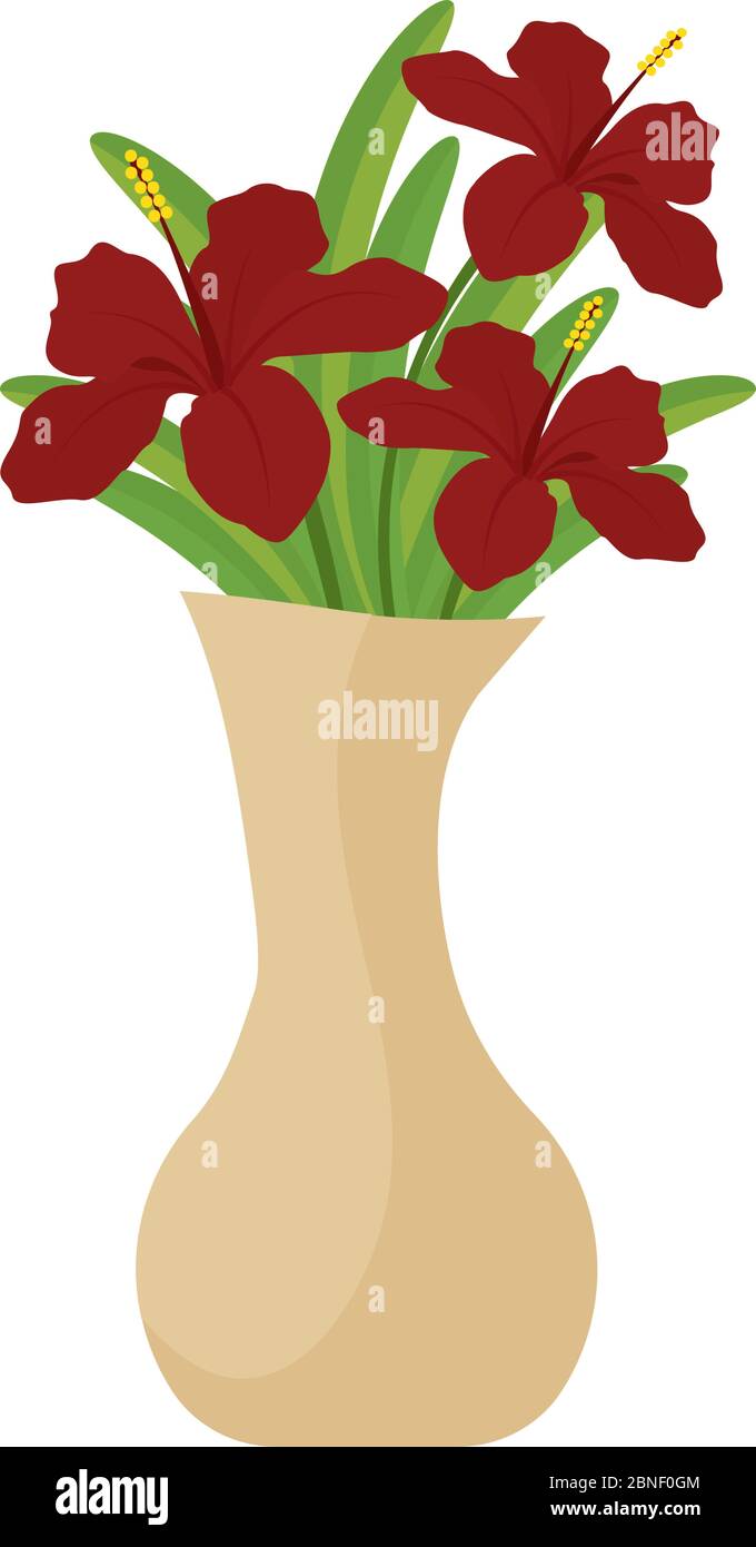 Fleurs isolées dans un vase Illustration de Vecteur
