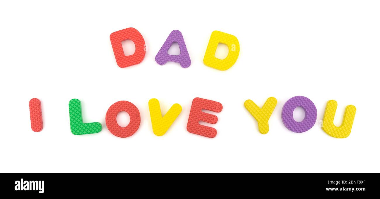 PAPA Je T'AIME en forme de puzzle alphabet sur blanc Banque D'Images