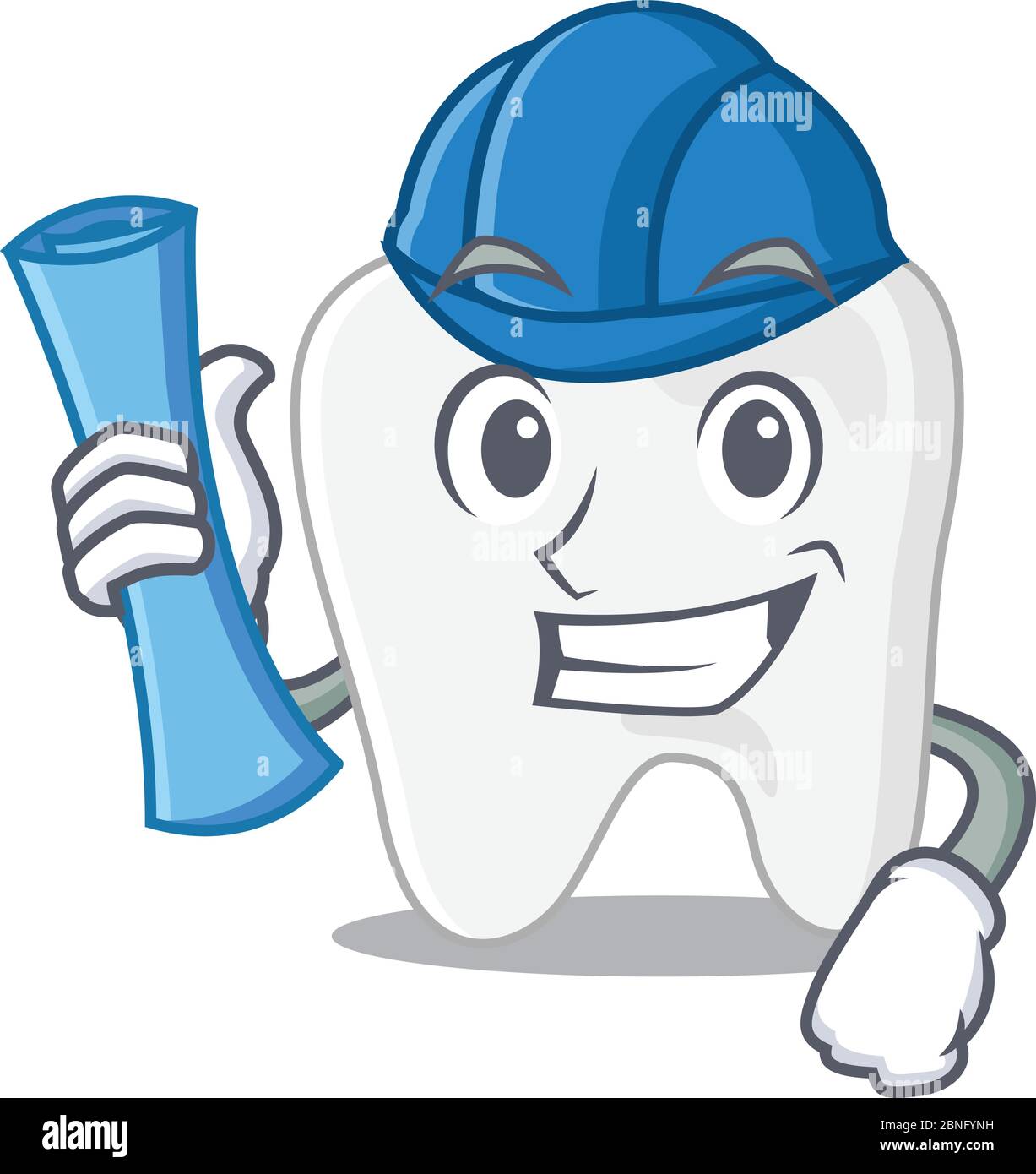 Caricature de l'architecte de dent avec des imprimés bleus Illustration de Vecteur