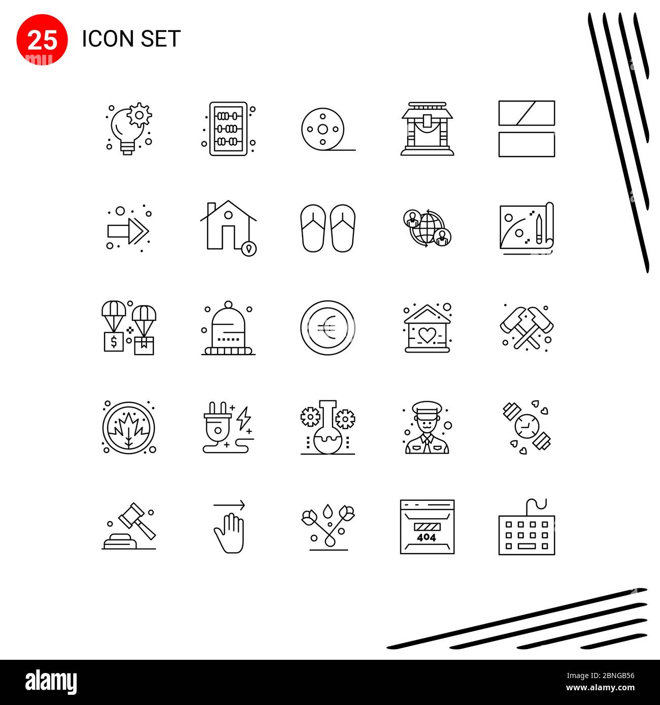 25 Universal Line Signs symboles de frame, chinois, album, chine, porte modifiable Vector Design Elements Illustration de Vecteur