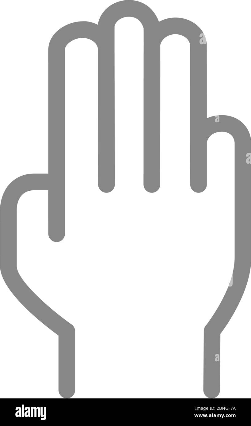 Icône de ligne à trois doigts. Serment, symbole de geste de victoire Illustration de Vecteur