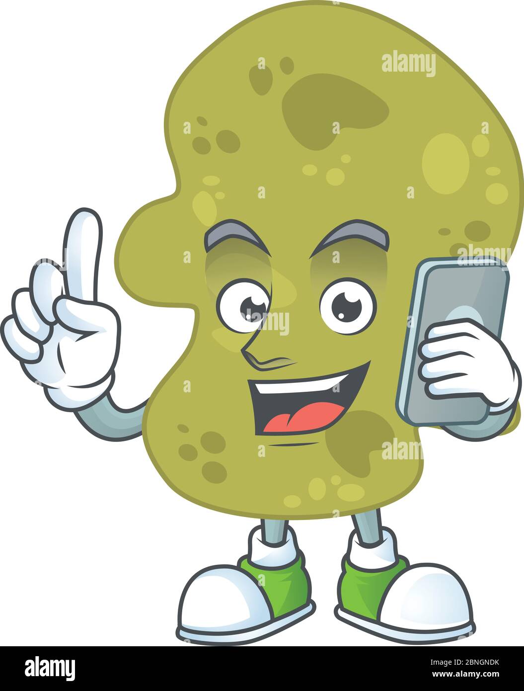 dessin de dessin de dessins animés concept de verrucomicrobia parler avec des amis au téléphone Illustration de Vecteur