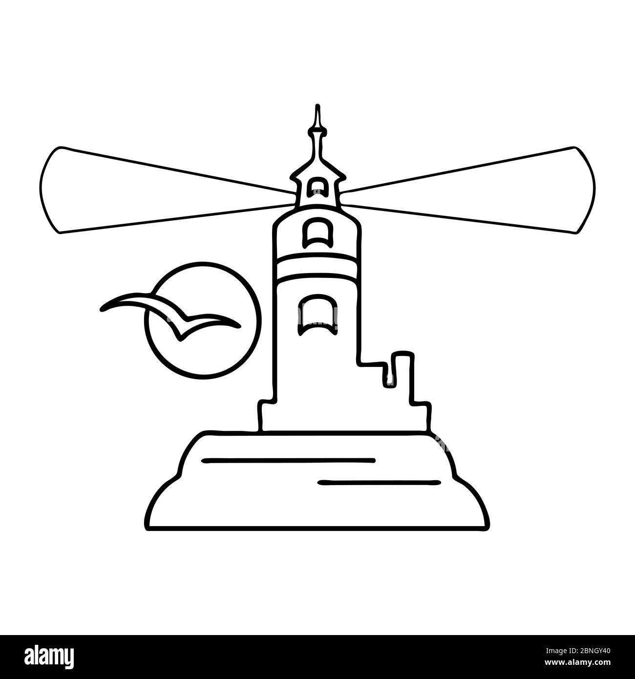 Icône de phare isolée sur fond blanc. Logo phare pour la conception de sites Web. Phare projecteur, balise towe. Illustration vectorielle de stock Illustration de Vecteur