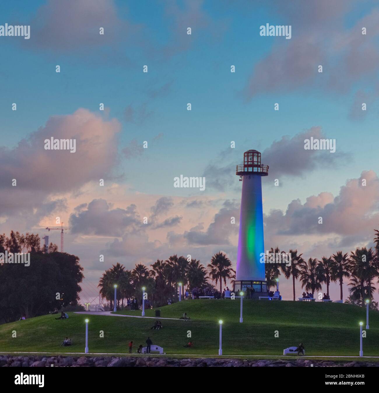 Long Beach Lighthouse at Dusk Banque D'Images