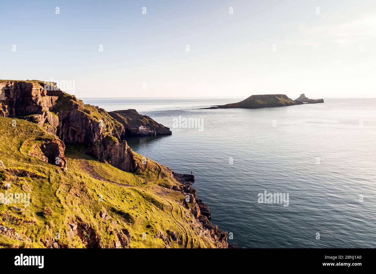 Tête de ver à marée haute, Rhossili, région de beauté naturelle de Gower (AONB), pays de Galles. Juin 2013. Banque D'Images