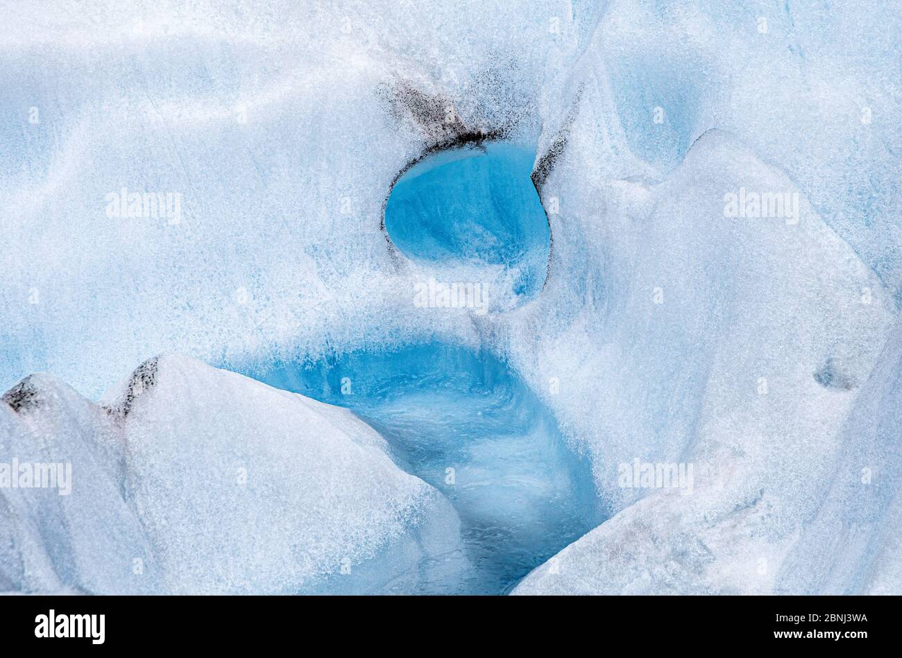 Glacier Fox, Île du Sud, Nouvelle-Zélande, Océanie. Formations de glace sur le glacier Fox. Banque D'Images