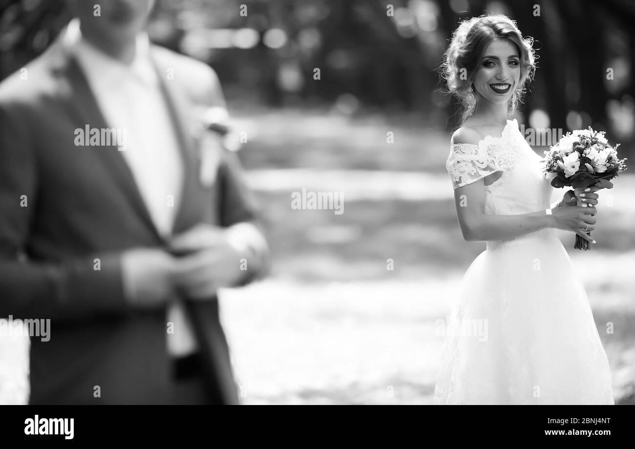 couple de mariage, belle jeune mariée et marié, Banque D'Images