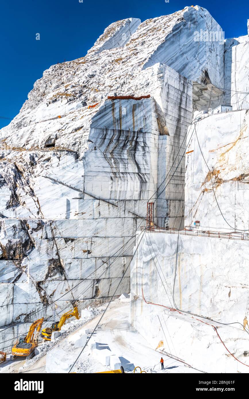 Carrière de marbre Cervaiole sur le mont Altissimo, Seravezza, propriété de Henraux, Toscane, Italie, Europe Banque D'Images