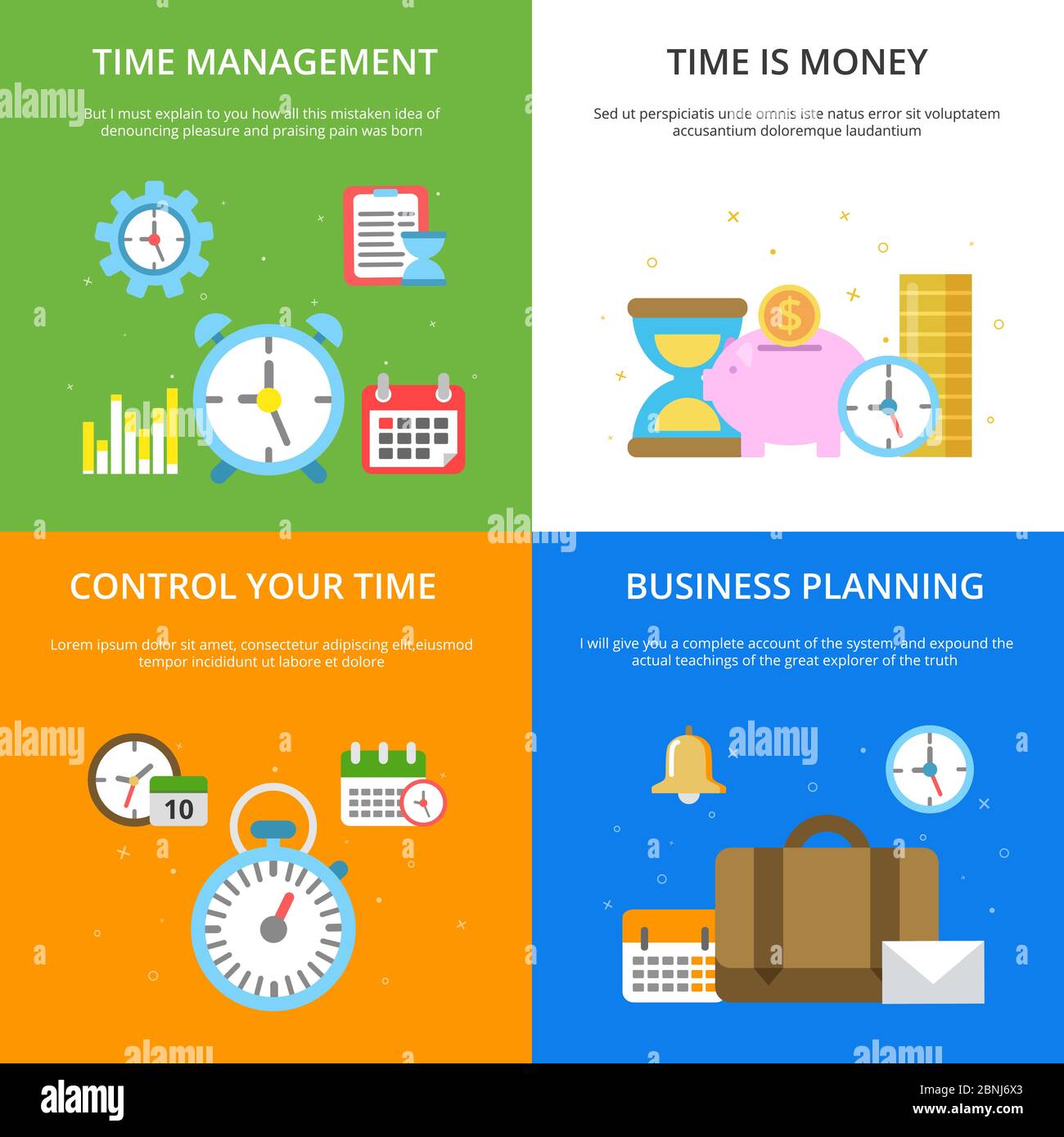 Illustrations de concept sur le thème de gestion du temps. Images vectorielles de style moderne Illustration de Vecteur
