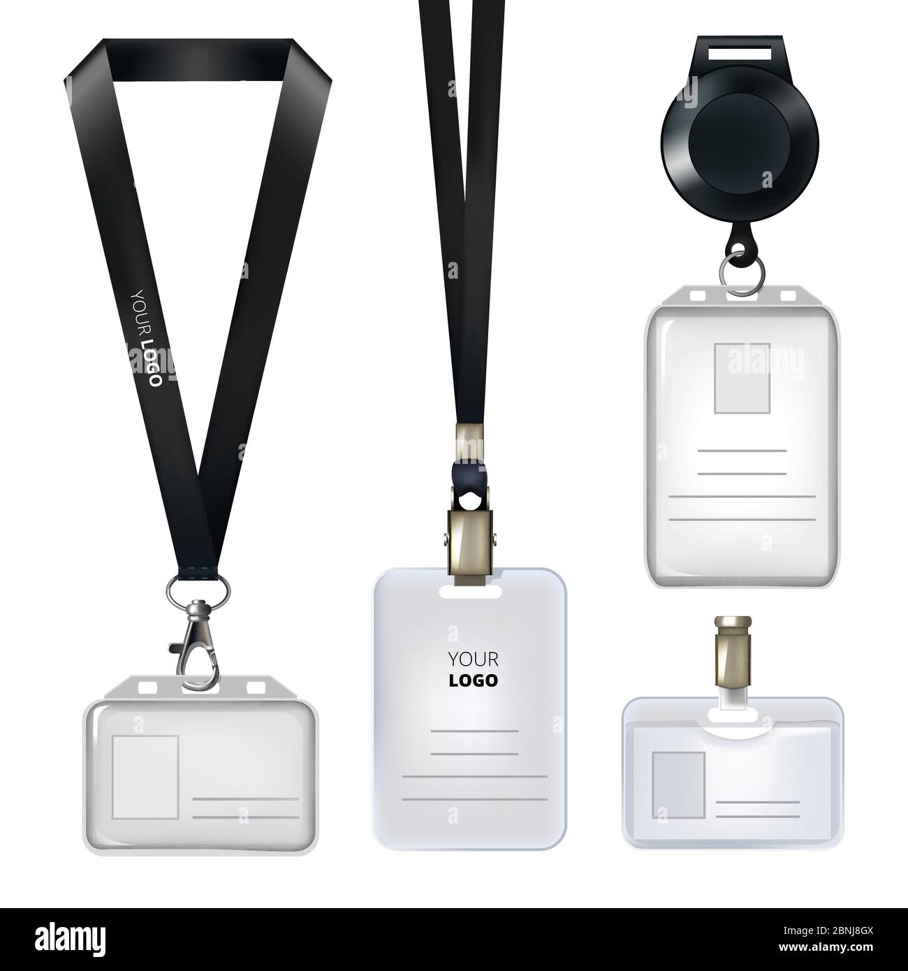 Modèle réaliste de carte d'identité ou de badges personnels Illustration de Vecteur