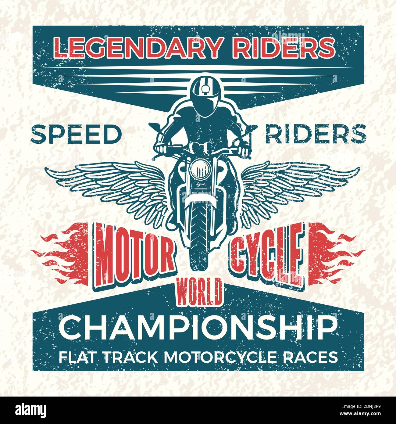 Affiche vintage pour club de motards . Illustration du déplacement de la moto avec grunge vectoriel Illustration de Vecteur
