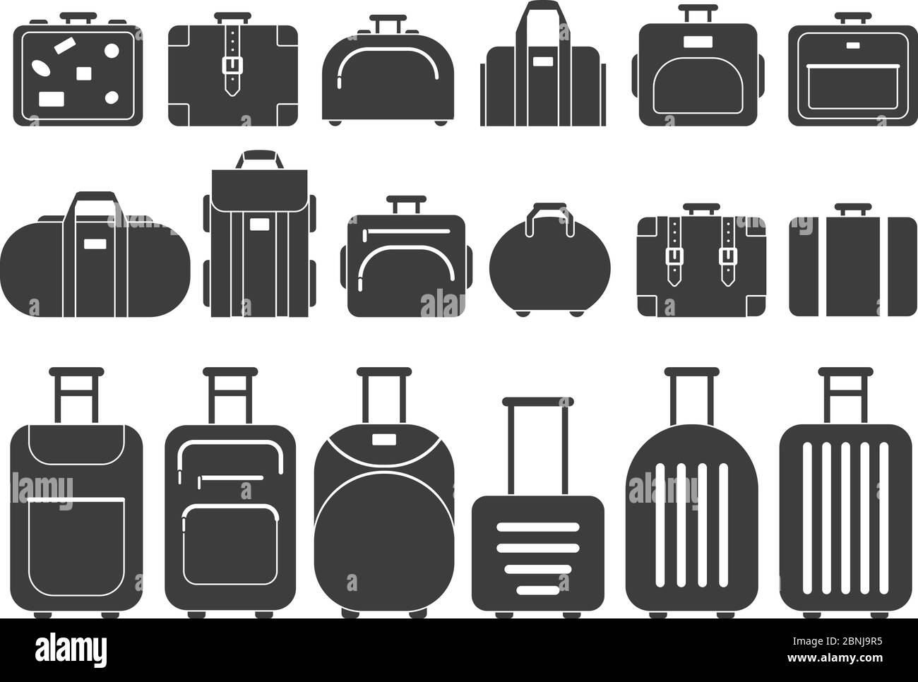 Images vectorielles monochromes de valises et de sacs à main Illustration de Vecteur