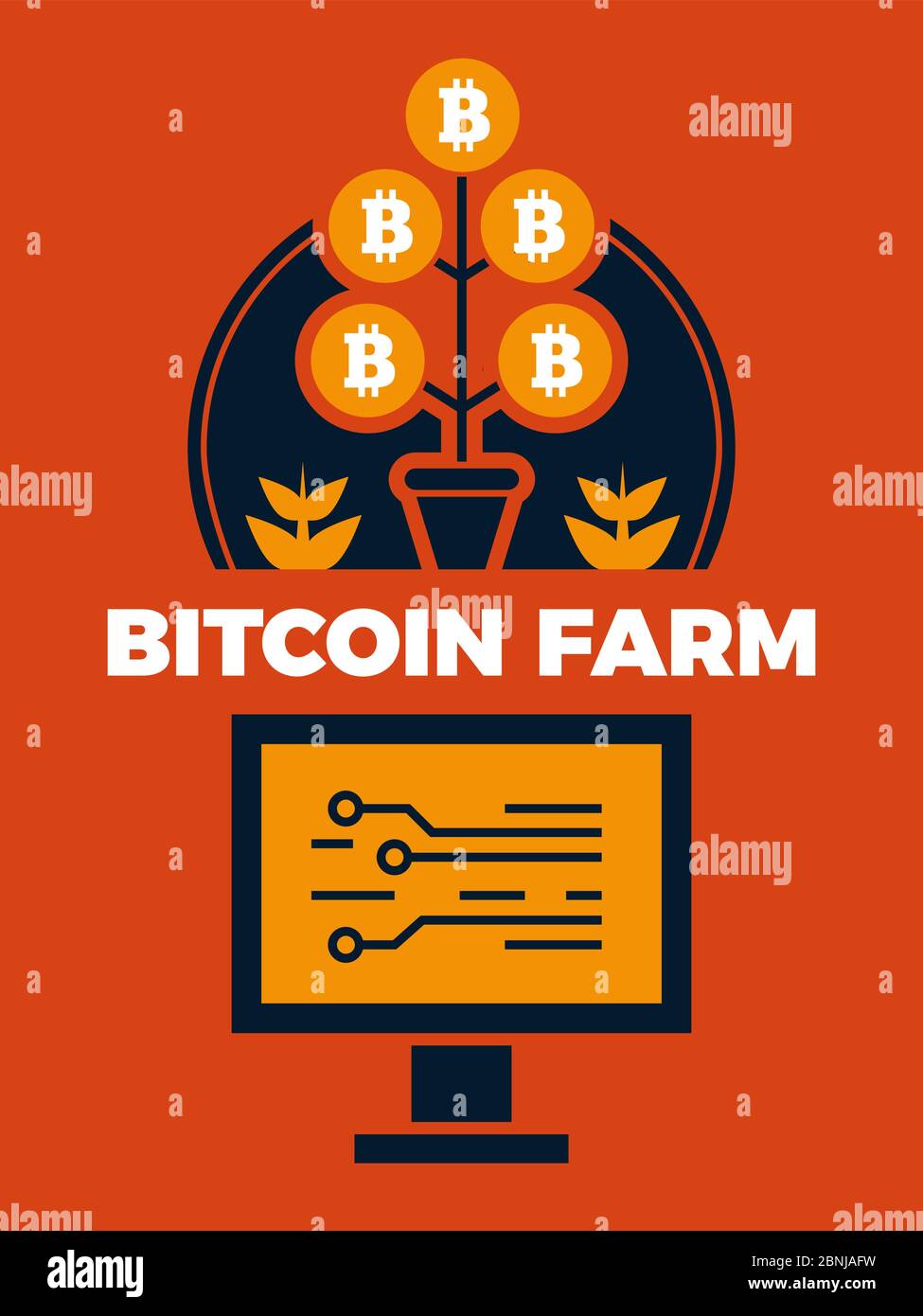 Illustration du concept financier de la ferme bitcoin Illustration de Vecteur