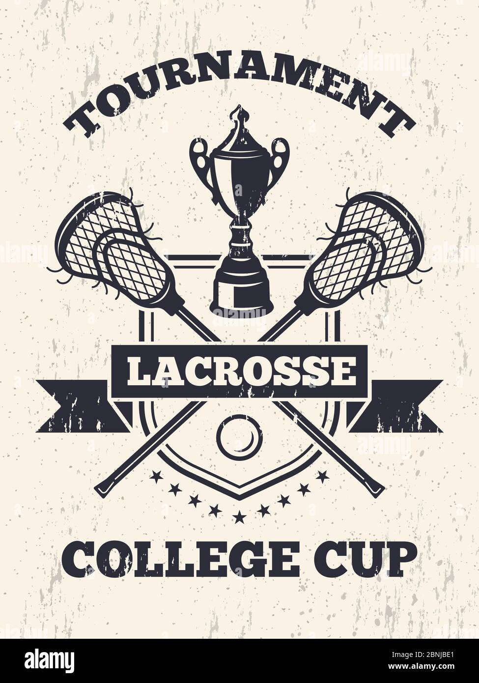 Affiche rétro du thème de la LaCrosse dans le sport College Illustration de Vecteur
