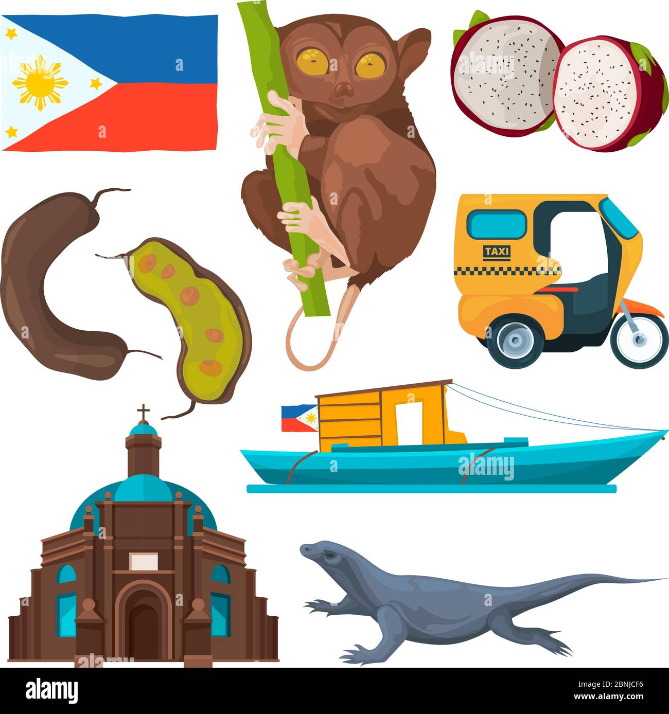 Monuments et symboles traditionnels des philippines Illustration de Vecteur