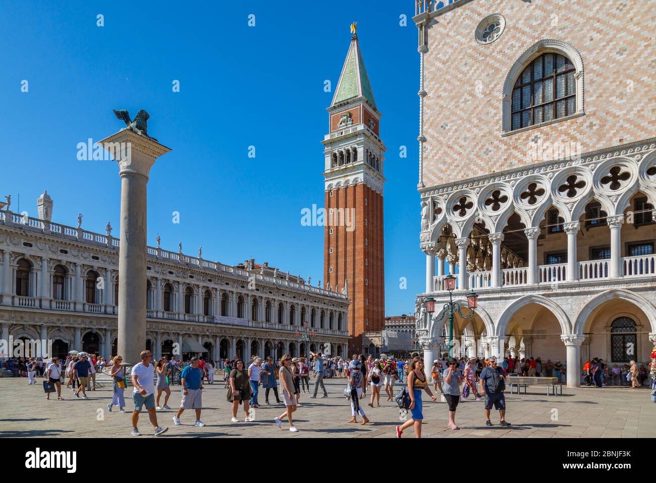 Vue sur le Campanile et le Palais des Doges sur la place Saint-Marc, Venise, site classé au patrimoine mondial de l'UNESCO, Vénétie, Italie, Europe Banque D'Images
