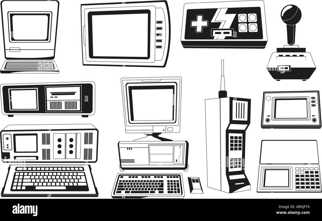 Illustrations monochromes des gadgets du technicien Illustration de Vecteur