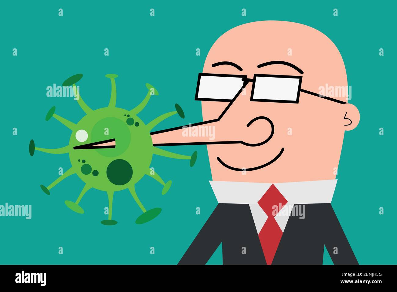 l'homme ment au sujet d'une épidémie virale. Illustration du vecteur du concept de complot isolée Illustration de Vecteur
