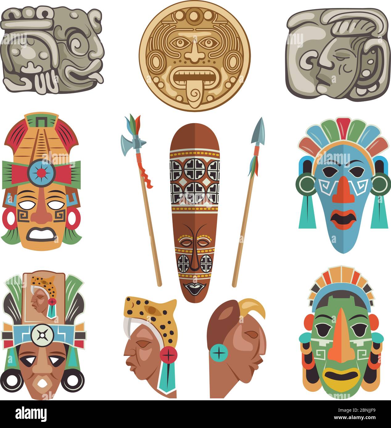Symboles et images antiques mayas Illustration de Vecteur