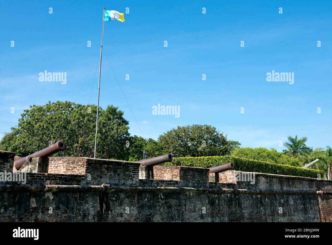 Malaisie,Malaisie,île,Insel,île,Penang,Malaca,ville,Stadt,ville,George Town,vielle ville,Altstadt,vieille ville,vieux fort,alte Festung,vieux fort,canons, Banque D'Images