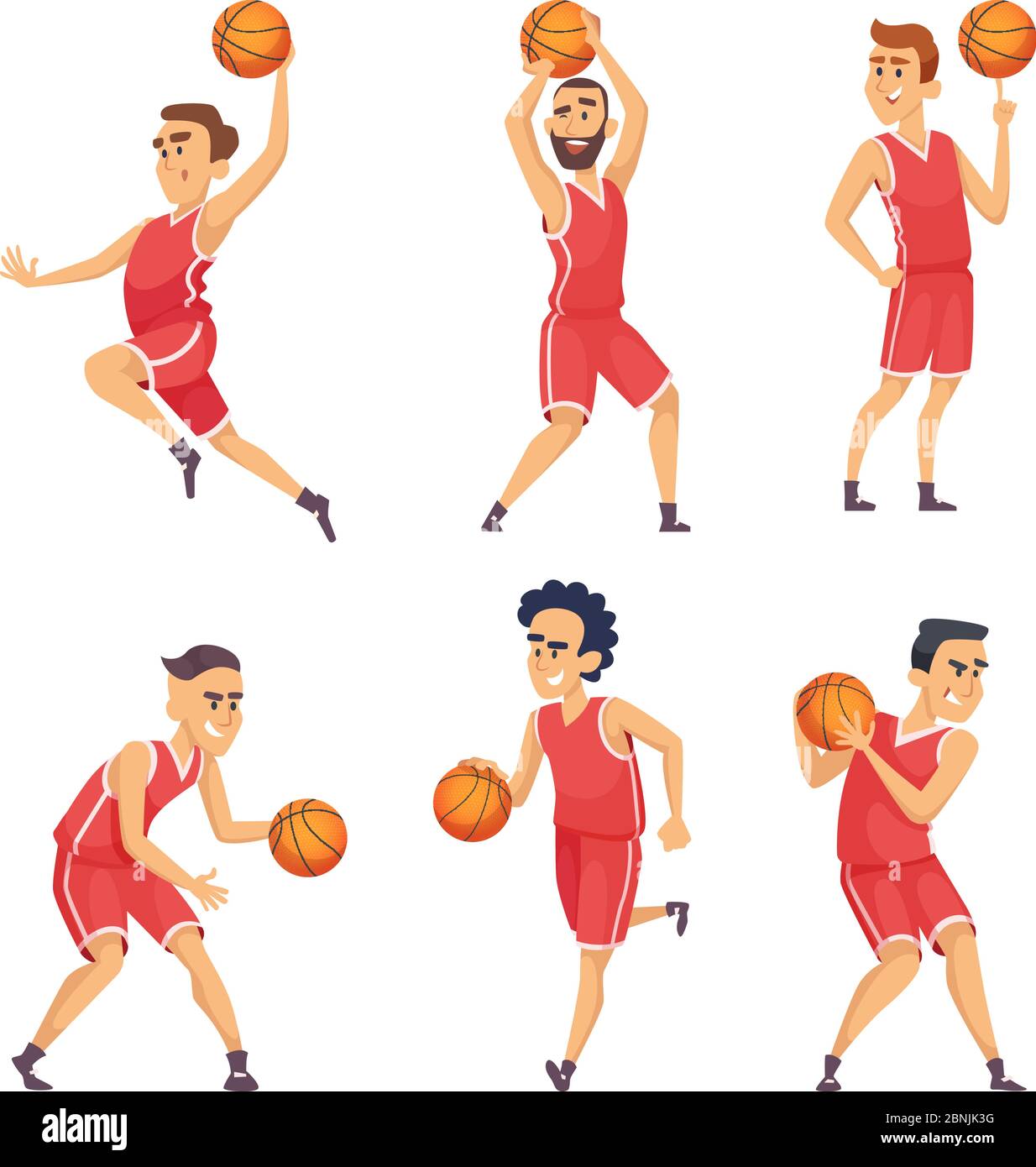 Illustrations sportives. Jeu de personnages de l'équipe de basket-ball Illustration de Vecteur