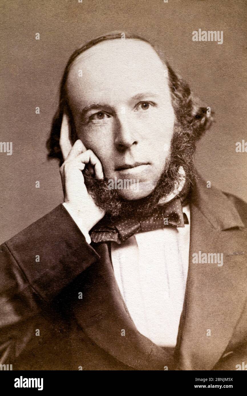 Photographie sépia de Herbert Spencer (1820-1903), philosophe anglais, 1860. Spencer était un journaliste qui a publié son travail le plus connu des directeurs de Banque D'Images