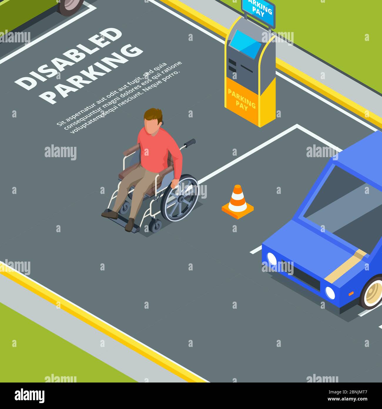 Entrée pour le stationnement urbain pour les personnes handicapées Illustration de Vecteur