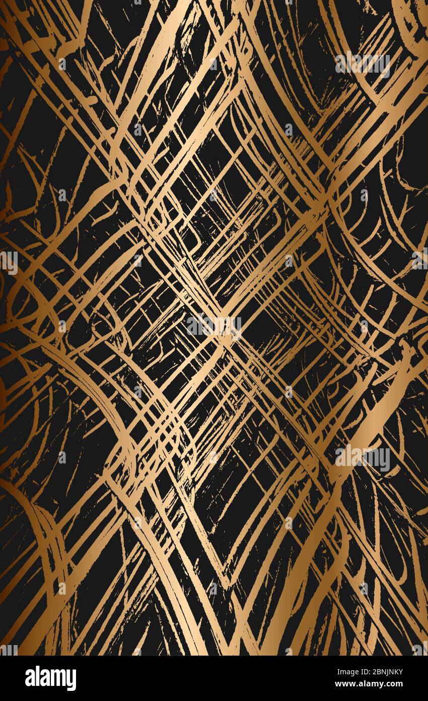 Golden détresse vieille rouillé épluché, fraisé vecteur texture avec filet métallique, fil, cage, rayures croisées. Illustration EPS8. Illustration de Vecteur