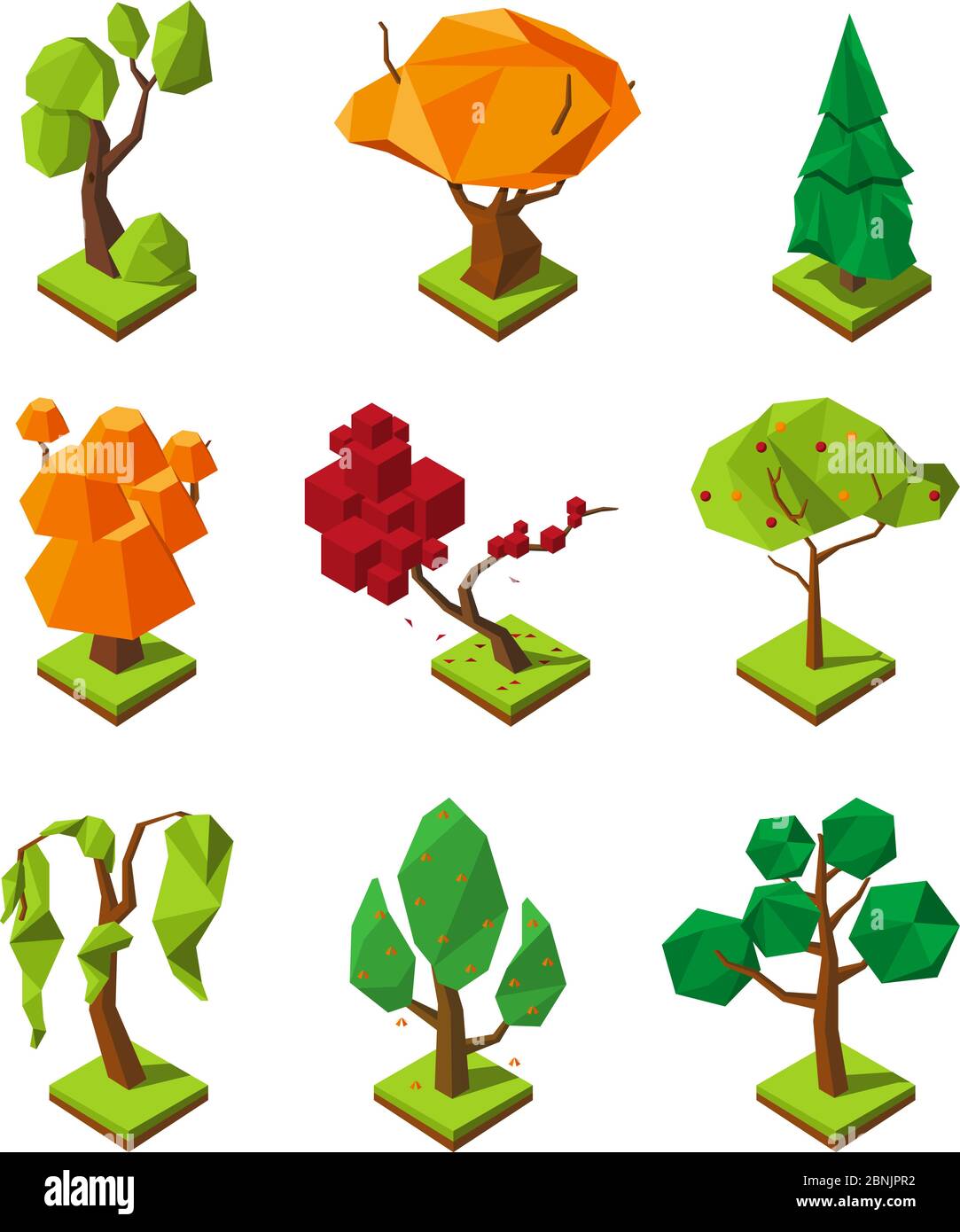 Arbres polyisométriques bas Illustration de Vecteur