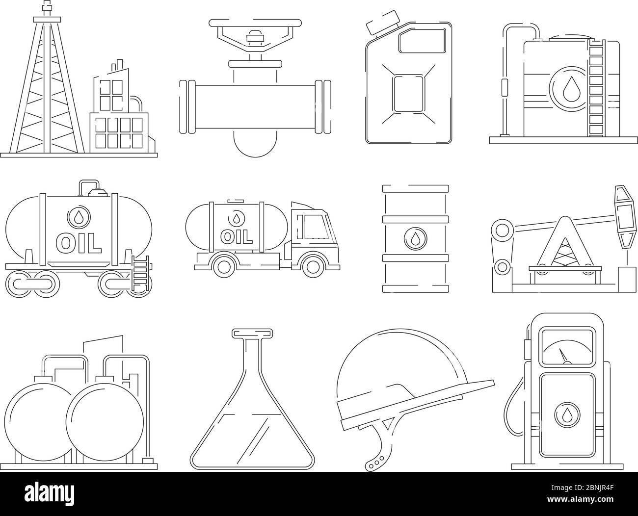 Icônes de conduite d'huile. Jeu d'icônes linéaires pour l'industrie pétrolière Illustration de Vecteur