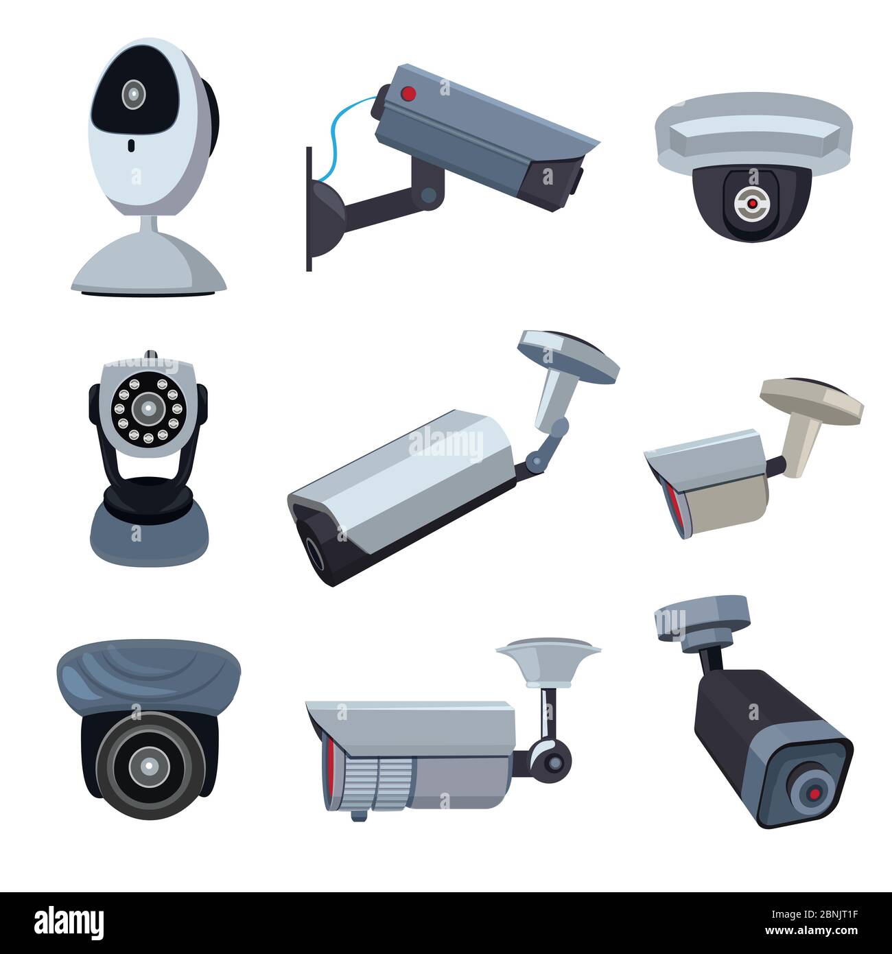 Caméras de sécurité. Systèmes de vidéosurveillance Illustration de Vecteur