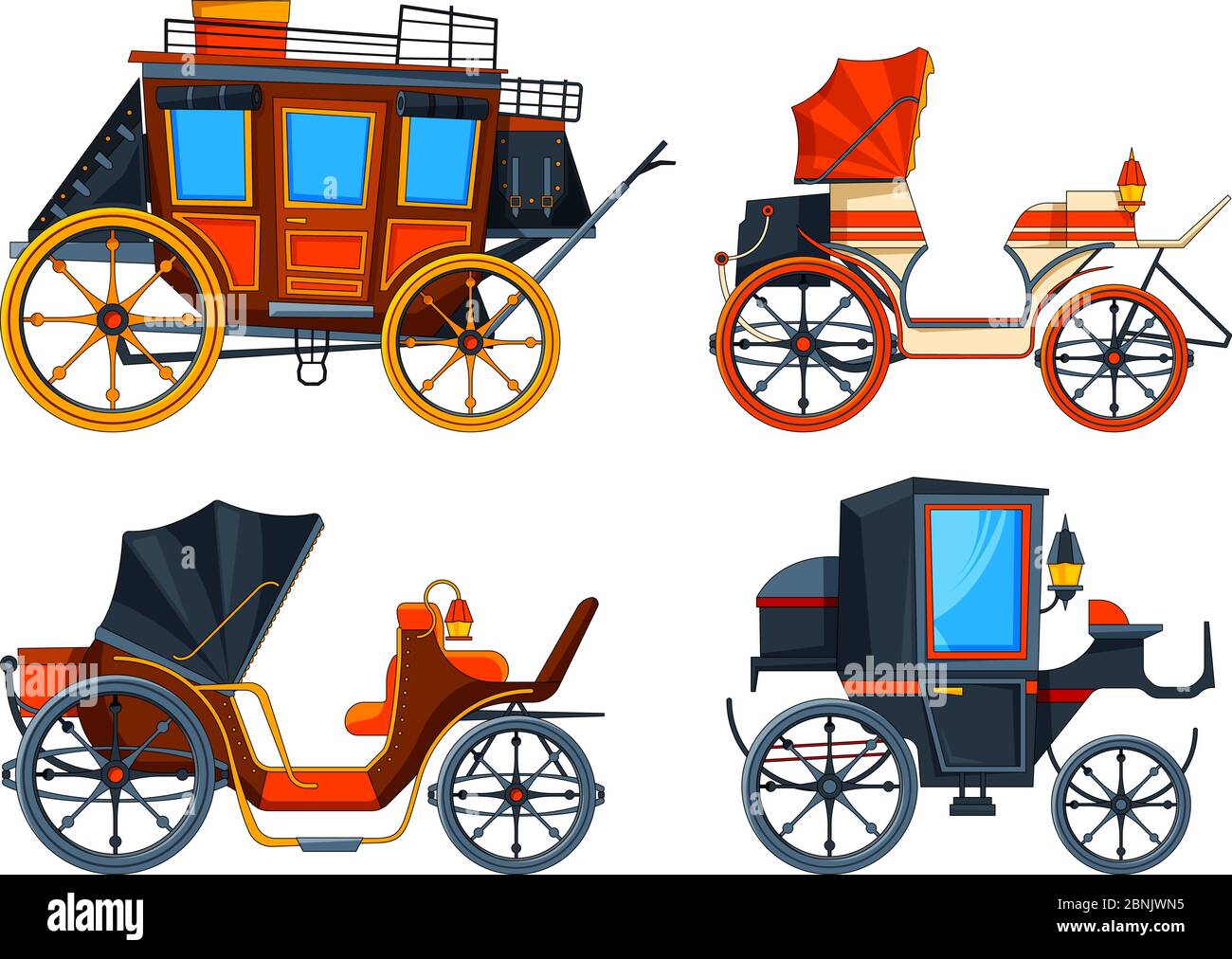 Type de chariot plat. Jeu d'illustrations de divers chariots Illustration de Vecteur