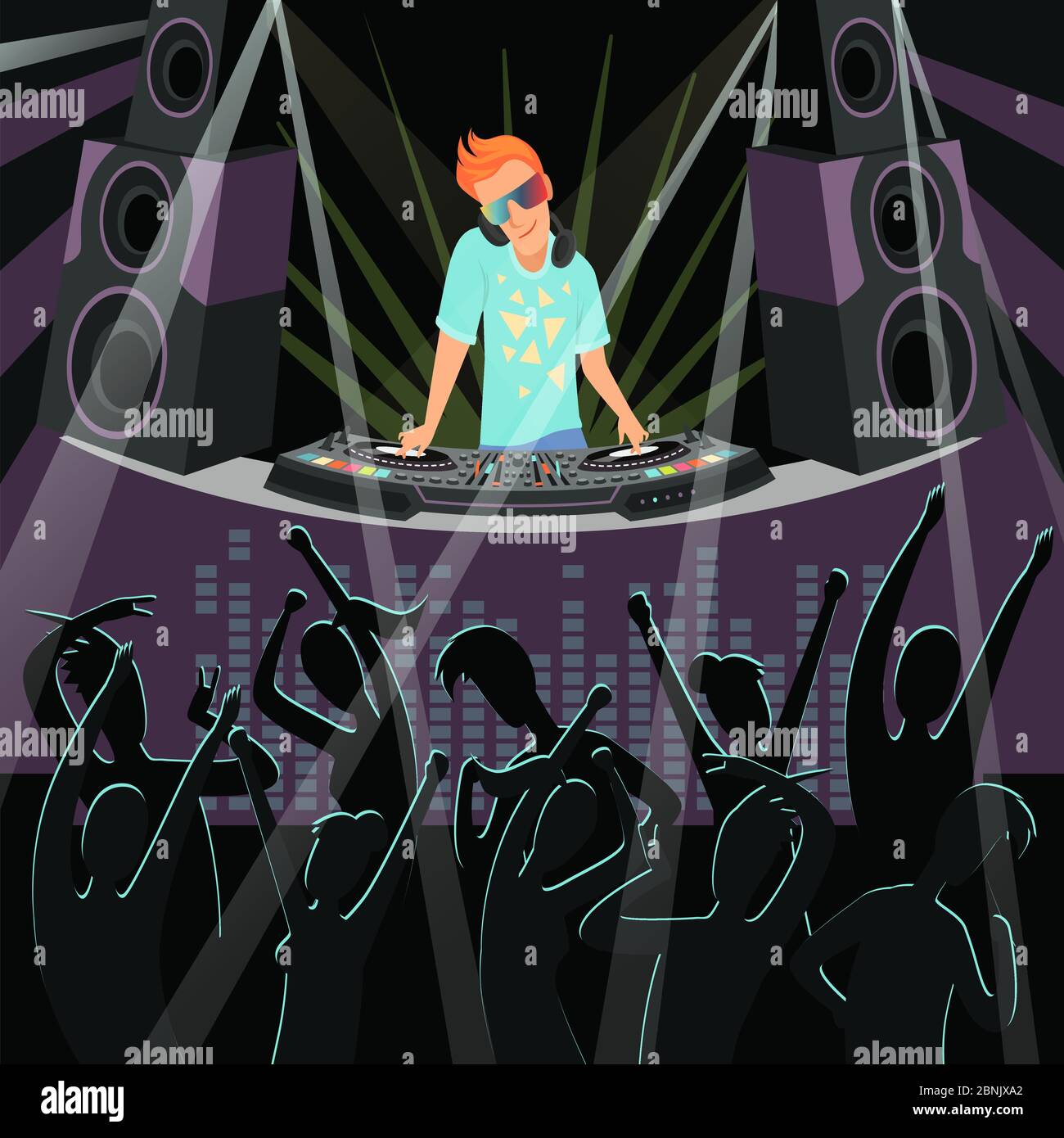 Fond DJ Party. Illustrations de fond de la soirée disco à la discothèque Illustration de Vecteur