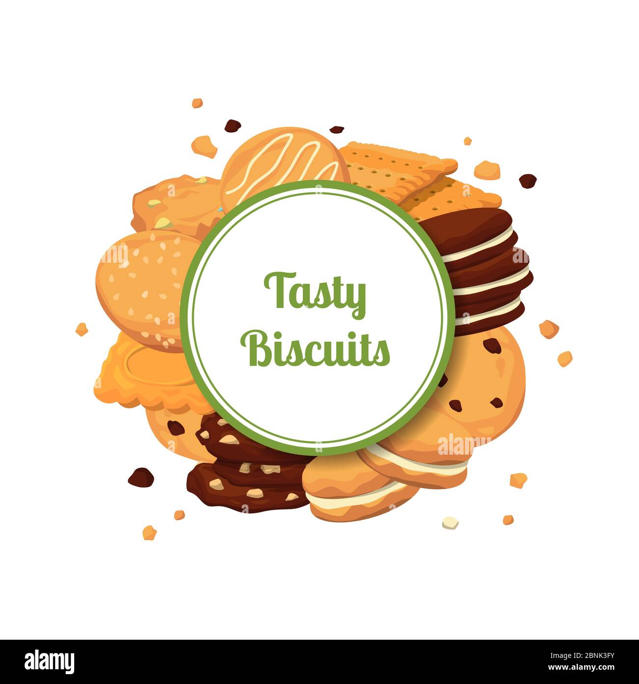 Cookies de dessin animé vectoriel avec emplacement pour l'illustration de texte Illustration de Vecteur