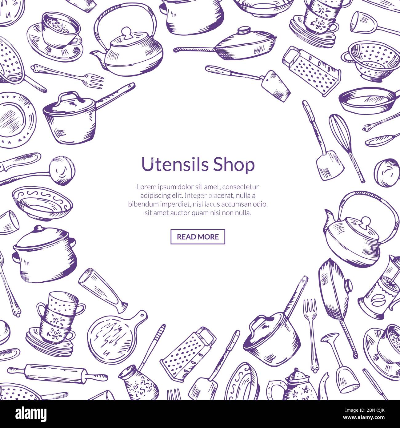 Fond vectoriel avec ustensiles de cuisine avec place pour le texte Illustration de Vecteur