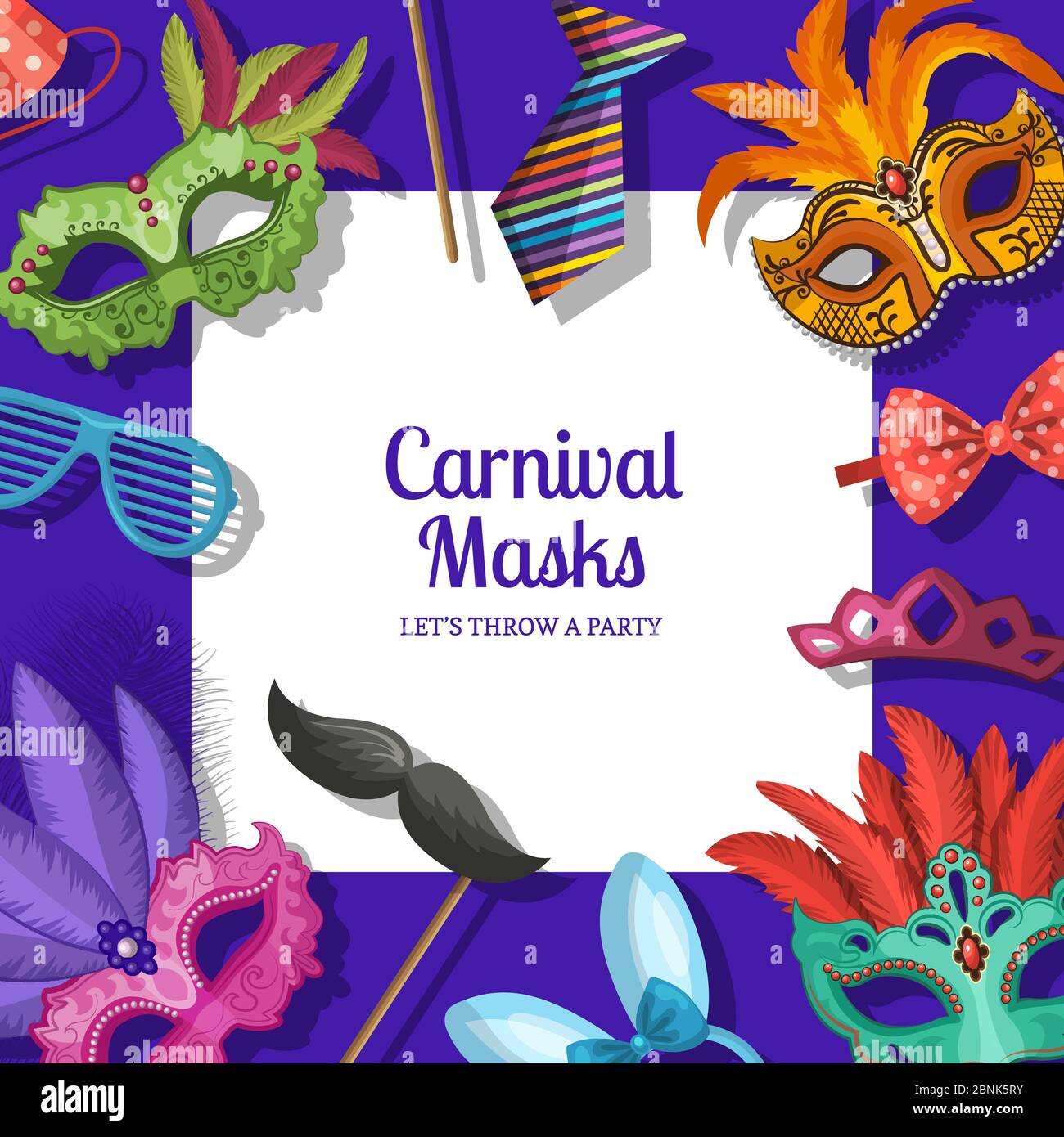 Fond vectoriel avec masques et accessoires de fête Illustration de Vecteur Fond vectoriel avec masques et accessoires de fête Illustration de Vecteur