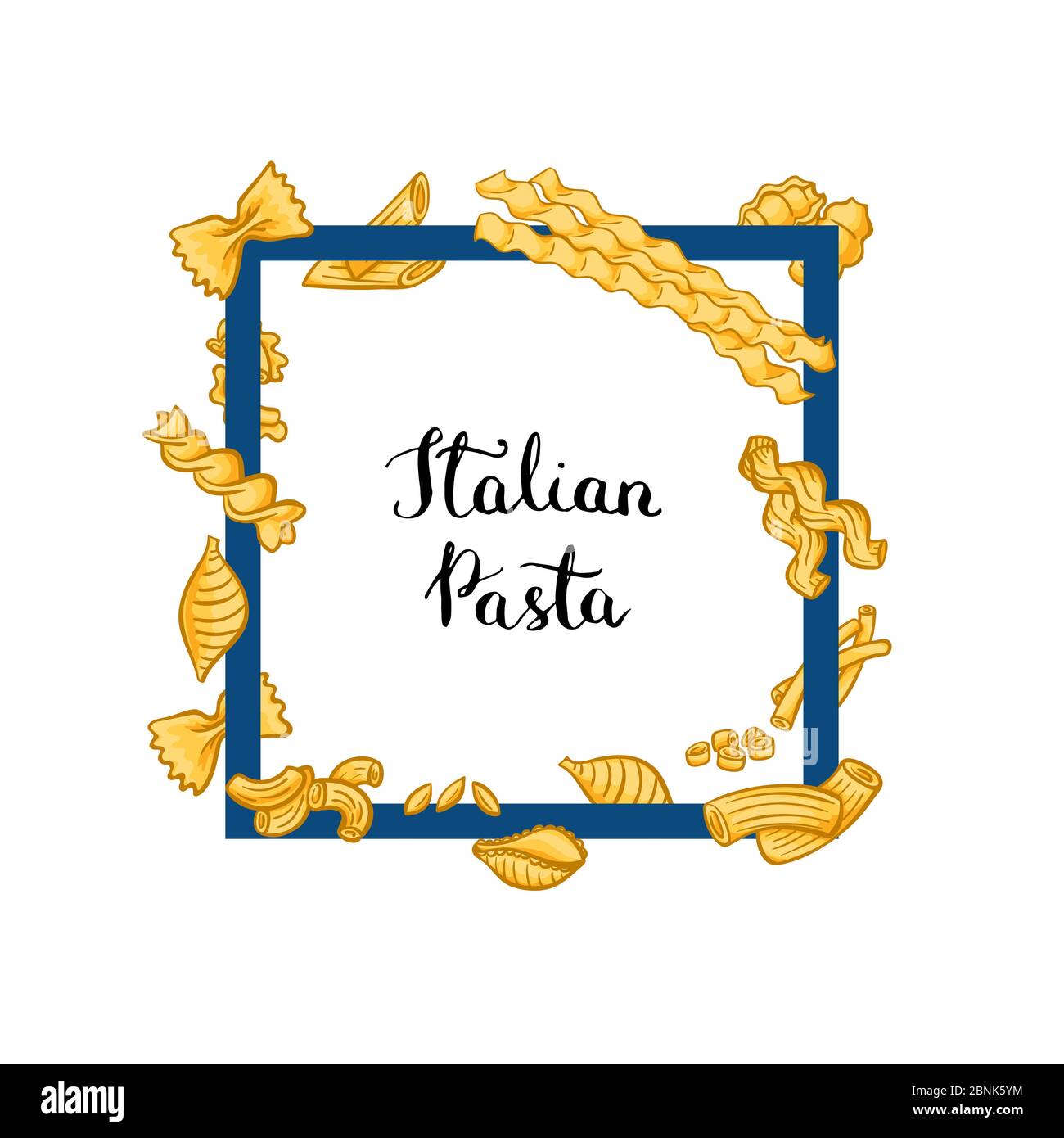 Cadre vectoriel avec emplacement pour le texte et les pâtes Illustration de Vecteur